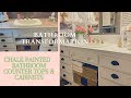 BATHROOM TRANSFORMATION! CHALK PAINTED TILE COUNTER TOPS & CABINETS - SHABBY  FARMHOUSE DECOR IDEAS