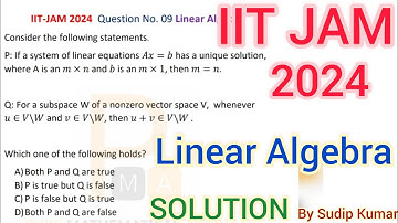IIT JAM 2024 Linear Algebra Solution | IIT JAM 2024 Mathematics Section A Solution |Q.No 09 Solution