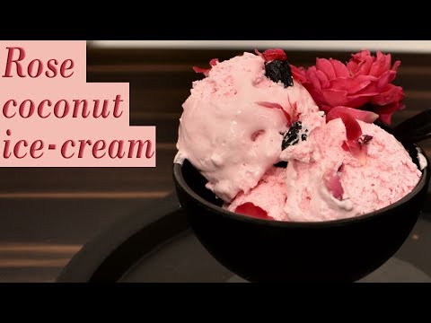 Rose Coconut Ice cream Recipe | Rose Ice Cream | Home made Natural Ice Cream | Easy Ice Cream Hindia