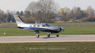 Piper PA-46-350P Malibu Taxiing + Take Off Augsburg Airport