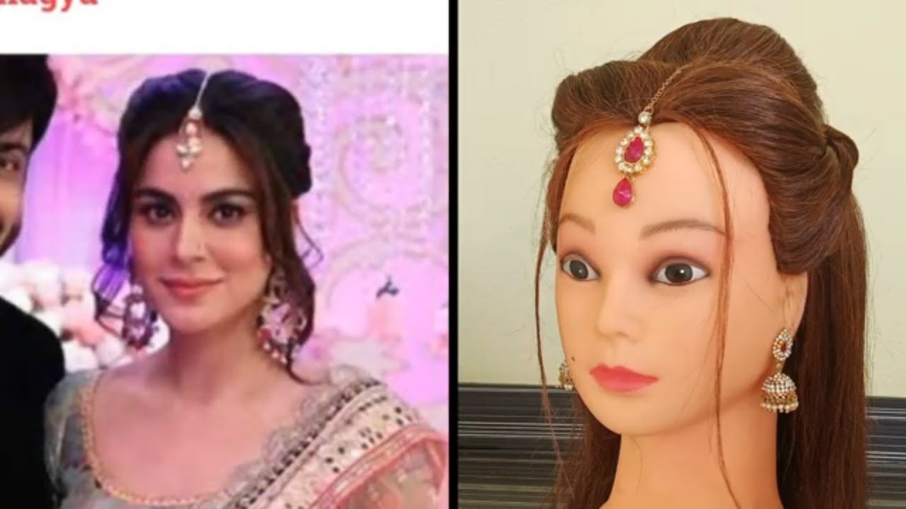 Unique Wedding Maang Tikka Hairstyle How To Fix Maang Tikka  unique-wedding-maang-tikka-hairstyle-how-to-fix-maang-tikka