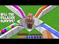 Can villager survive the challenge of dangerous liquids in minecraft  lava vs water vs rainbow 