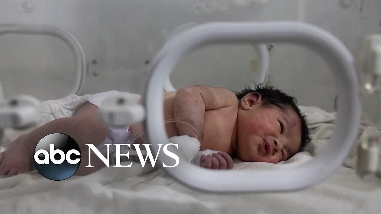 ⁣Baby born in earthquake rubble in Syria