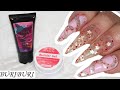 Flower Glitter Builder Gel And Nail Extension Gel By BURIBURI Nails || Beautiful Nail Design Idea