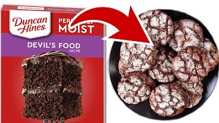 4 Ingredient Chocolate Crinkle Cookies - Cake Mix Cookies Recipe
