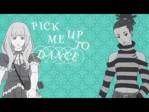 Cena do anime Carole & Tuesday com legendas em português e inglês.