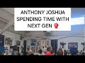 Anthony joshua spending time with boxings next generation at finchley boxing club  instagram live