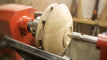 Oak and Segmented Walnut Hollow Form - Woodturning a flying saucer.