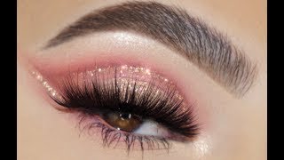 SOFT ROSE GOLD / GLITTER CUT CREASE EYE MAKEUP TUTORIAL