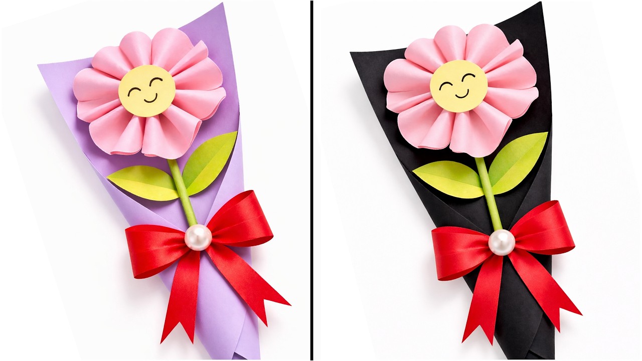 🥰Cute Craft For Women's Day Gift / Easy Paper Flower Bouquet / Mother's Day Craft Idea With Paper