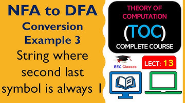 L13: NFA to DFA Conversion Example 3 | String where second last symbol is always 1 | TOC Lectures