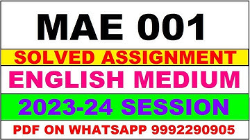 mae 001 solved assignment 2023 | mae 1 solved assignment in english 2023-24 | mae 1 2024