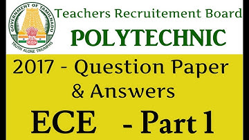 TRB Polytechnic 2017 | ECE Question Paper & Answers | Part-1