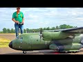 Homemade xxxl transall c160 rc scale airplane with tug demonstration flight