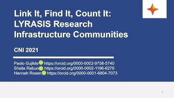 Link It, Find It, Count It: LYRASIS and Research Infrastructure Communities