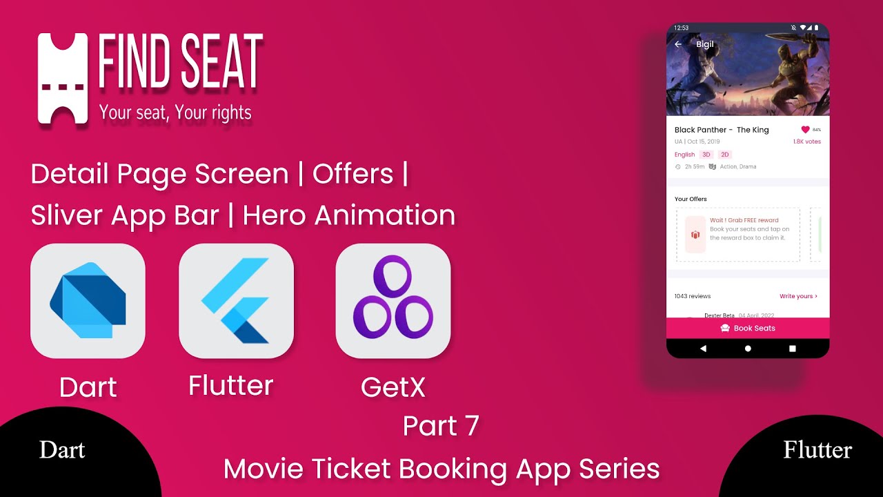 Flutter Tutorial: Movie Booking App | Detail Page & Fixes | Animation |  Flutter | Speed Code |Part 7 - YouTube