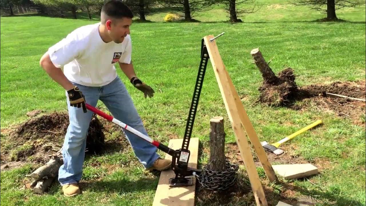 Remove stump with hi-lift jack - YouTube