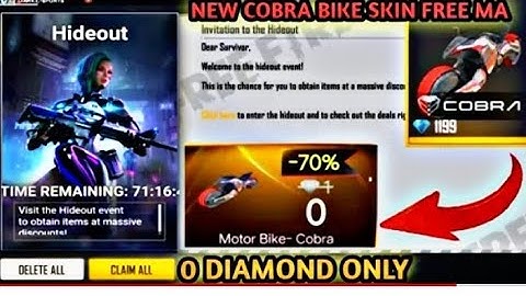 FREE FIRE NOW HIDEOUT EVENTS COBRA BIKE🚴 FREE 0 DIAMOND💎 ALL ITEMS 99% DISCONT @DarkEsportsGaming