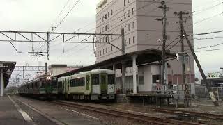 北上駅を発車する701系未更新車　仙台色