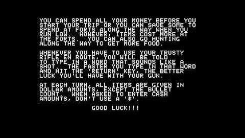 MECC Original Oregon Trail 1978 BASIC