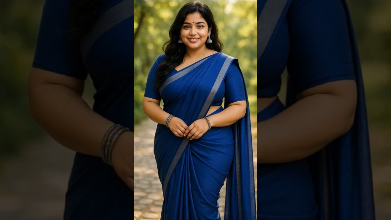 Grace in Blue: Indian Beauty in Saree | AI Realism #shorts #saree #tranding