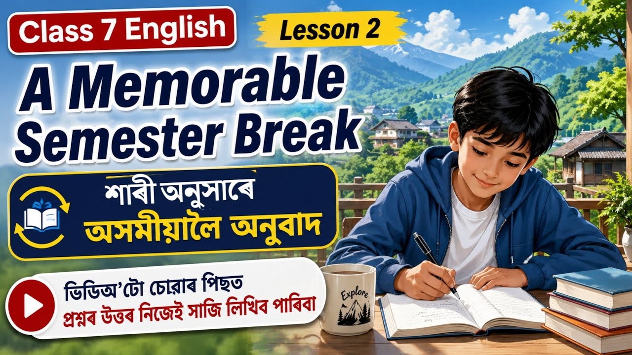 Class 7 English Lesson 2 A Memorable Semester Break In Assamese | Class 7 English All Solutions
