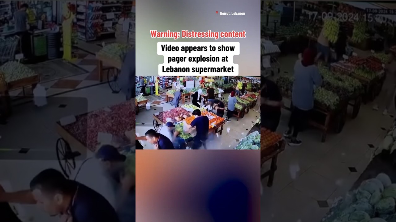 Video appears to show pager explosion at Lebanon supermarket #shorts