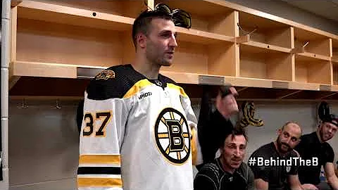 Patrice Bergeron 1,000 Points Locker Room Celebrat...
