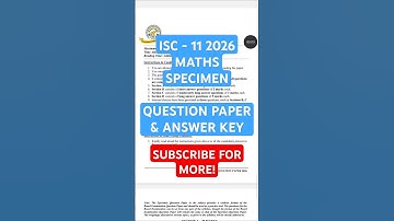 ISC 11 Maths Specimen Paper 2026 Answer Key #iscclass11 #iscmaths #iscclass11maths #iscspecimen