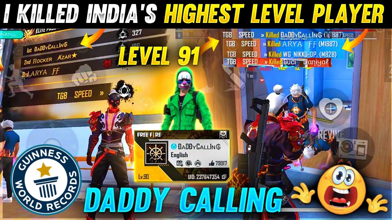 I KILLED INDIA'S HIGHEST LEVEL PLAYER DADDY CALLING 😱 AND I KILLED DADDY CALLING FULL SQUAD 🔥||