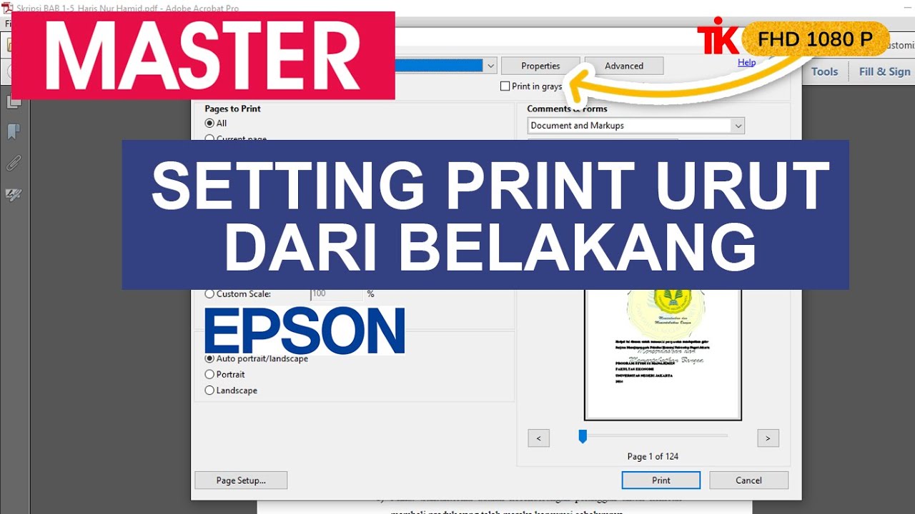 Cara print dari halaman belakang terlebih dahulu epson youtube