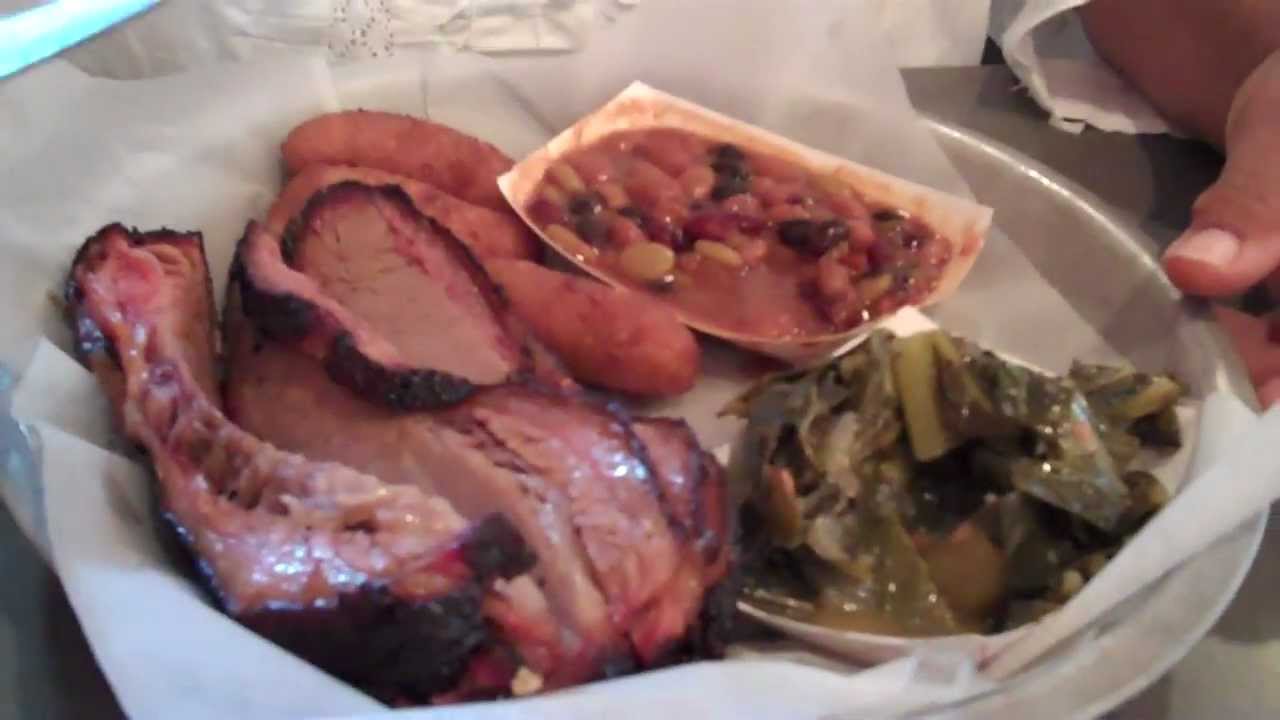 Fried Okra, Salad, BBQ Ribs, Pulled Pork, Brisket, Collard Greens