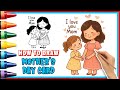 Mother & Daughter Drawing Tutorial | “I Love You Mom” Card Mother’s Day Idea | Skye Art Studio