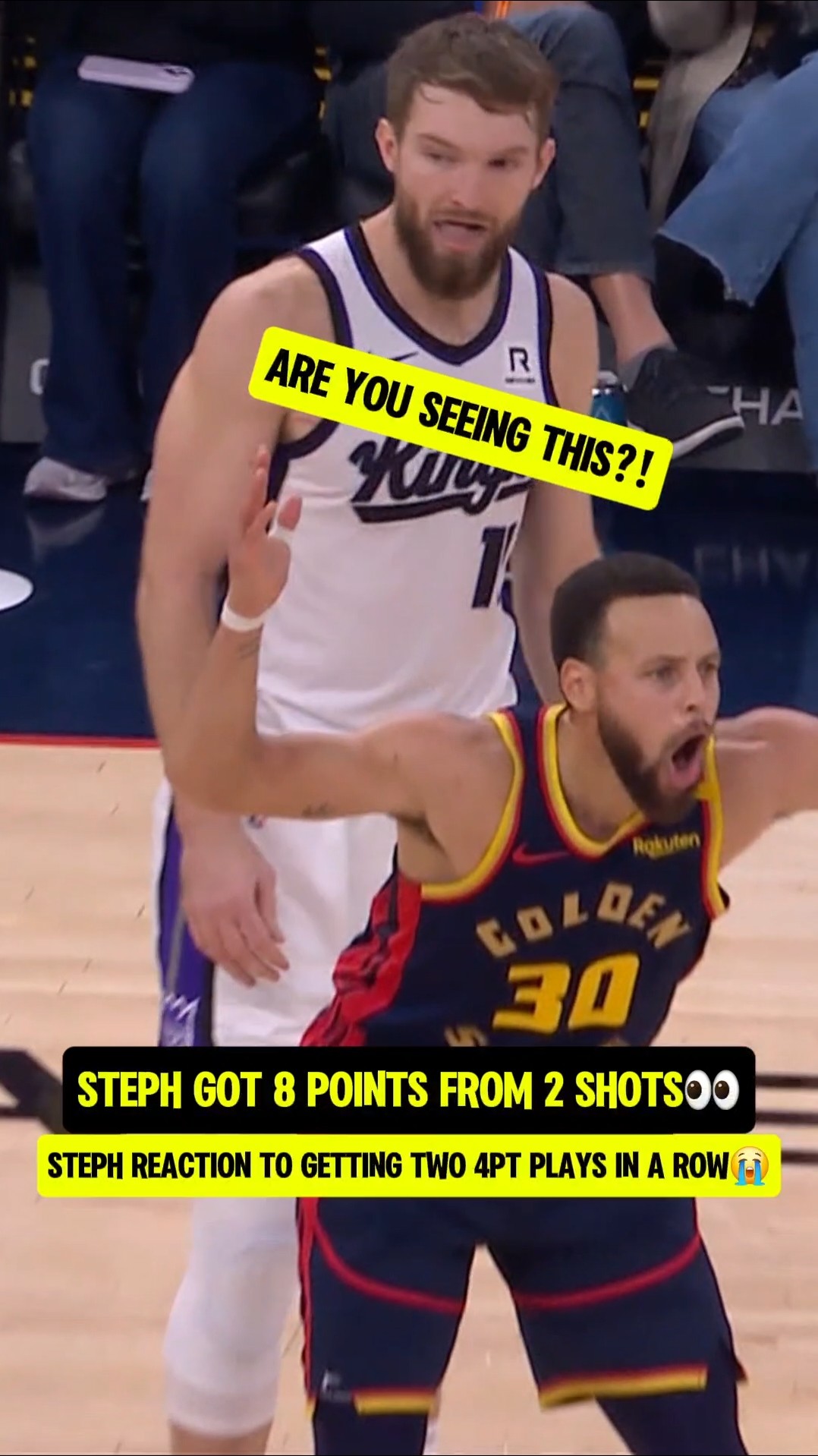 Steph hit 2 4pt plays in a minute?