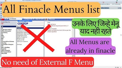 All Finacle Menu list in finacle | No need of F menu