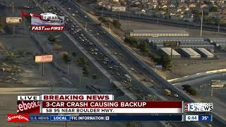 3-car crash causing traffic backup on U.S.95, Boulder Highway