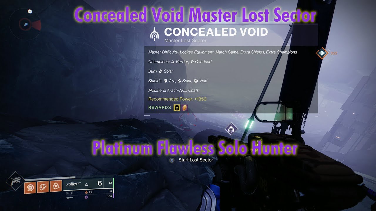 Concealed Void Master Lost Sector Hunter  Platinum Flawless Solo