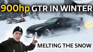 Driving and breaking my 900HP R35 GTR in SNOW - huge Flames - Drifts & PURE SOUND - OG Schaefchen
