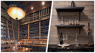 75 Black Medium Tone Wood Floor Wine Cellar Design Ideas You'll Love 🔴