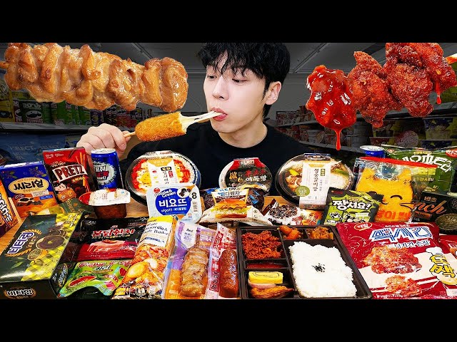 ASMR MUKBANG | 직접 만든 편의점 핵불닭 !! 떡볶이 & 핫도그 & 김밥 FIRE Noodle & HOT DOG & GIMBAP EATING SOUND!