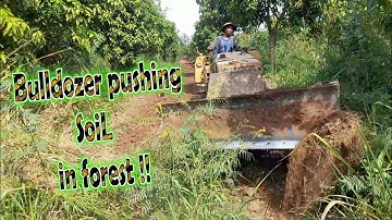 Bulldozer pushing the soil in forest !! complete 100 % !! bulldozer mitsubishi working
