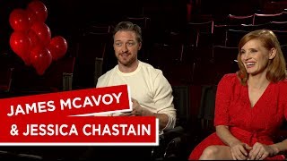 'You get proper pruney' James McAvoy and Jessica Chastain talk filming in water and first scares!