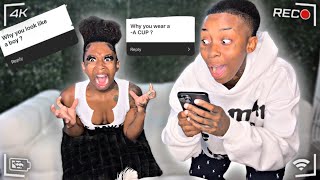 MAKING UP FAKE DISRESPECTFUL QUESTIONS Prank On GIRLFRIEND😳!! * SHES MAD *