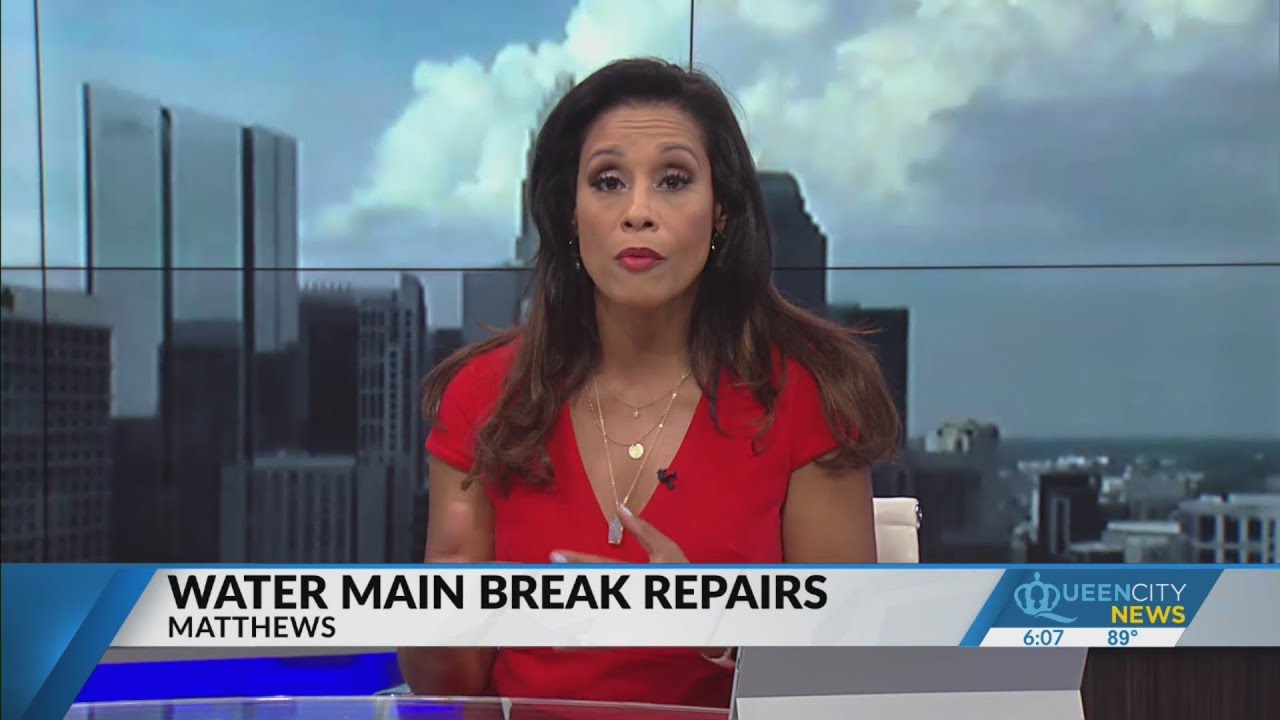 Water main break closes N Trade Street in Matthews - YouTube