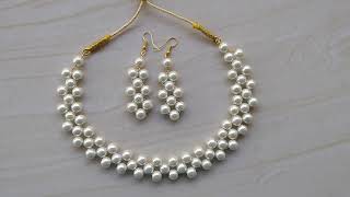 60 | How to make Pearl Beaded Necklace | Diy jewellery making at home | DIY Pearl Necklace