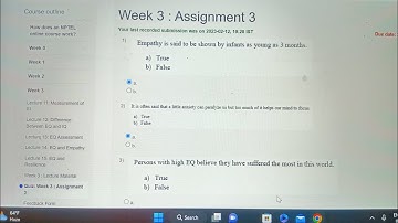 Emotional intelligence assignment -3   answer 2023, NPTEL / Week-3 , Hare Krishna 🙏🏻
