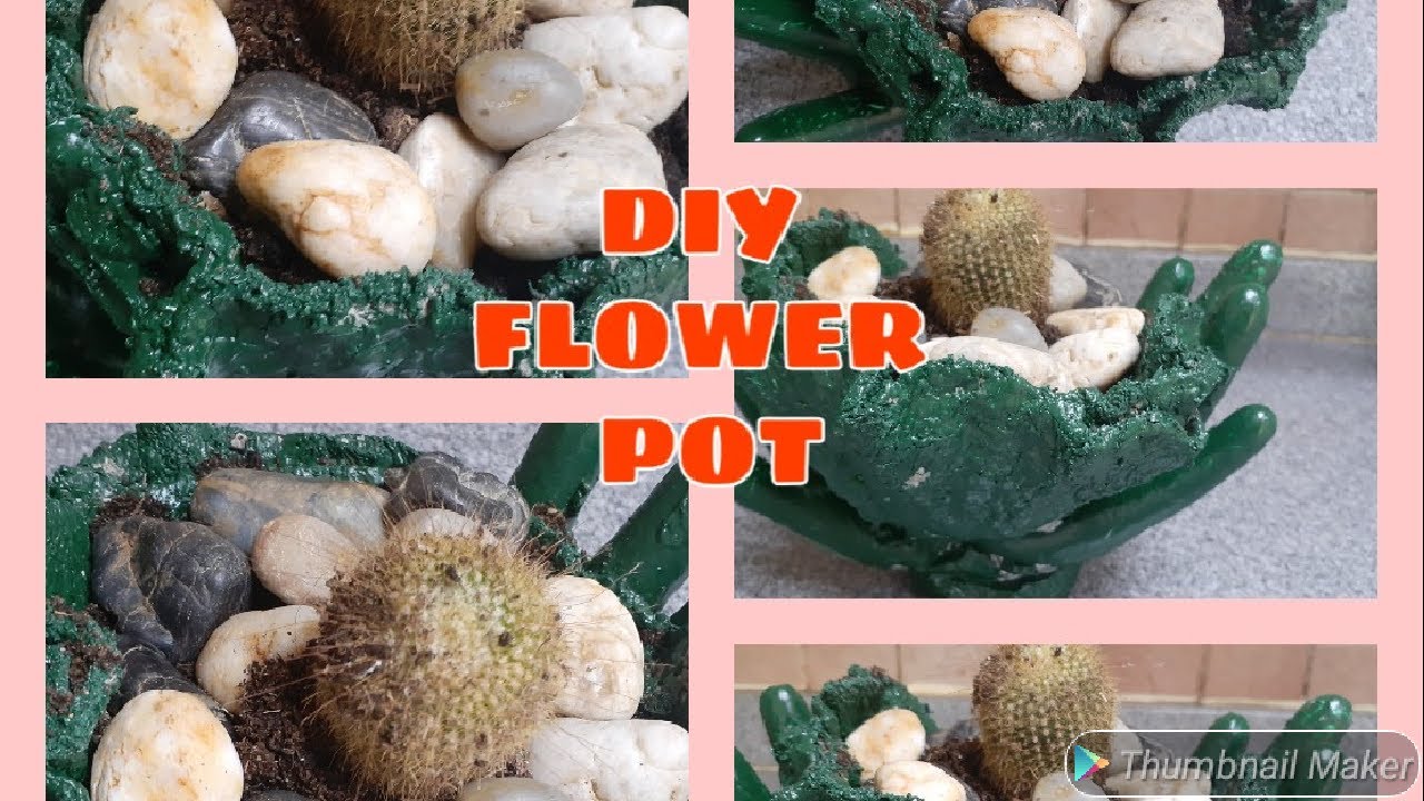 DIY FLOWER POT FROM OLD TOWELS,GLOVES & CEMENTDIYFLOWERPOT YouTube