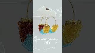 【DIY】Beaded Hoop Earrings #Shorts #beadsjewellery #diy #ビーズアクセサリー #ビーズステッチ  #beadedearrings