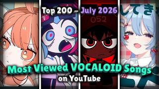 [TOP 200] Most Viewed VOCALOID Songs on YouTube (July 2026)