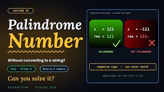  Palindrome Number #leetcode 9: 99% didn't know this trick. The O(log n) Challenge!#rexorithm